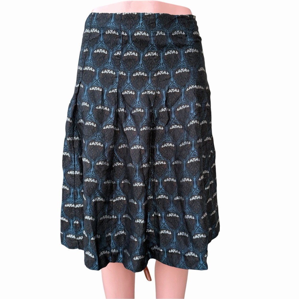 Nine West Silk Blend Jacquard Brocade Midi Skirt Sz 6 Preppy Classy Art Nouveau